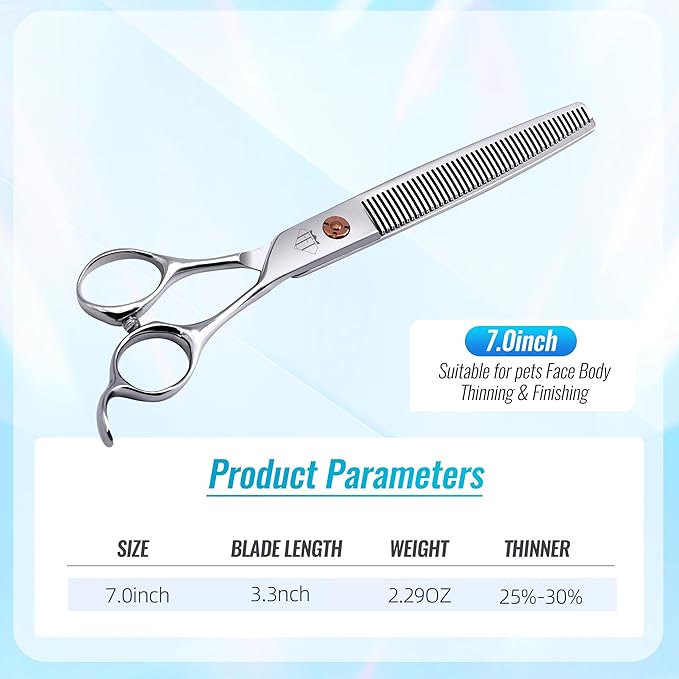 Dog Grooming Scissors: 7 inch Pet Thinning Shears Made Of Japanese 440c Advanced Stainless Steel Professional Grooming Scissors for Dogs Cats and Other Pets
