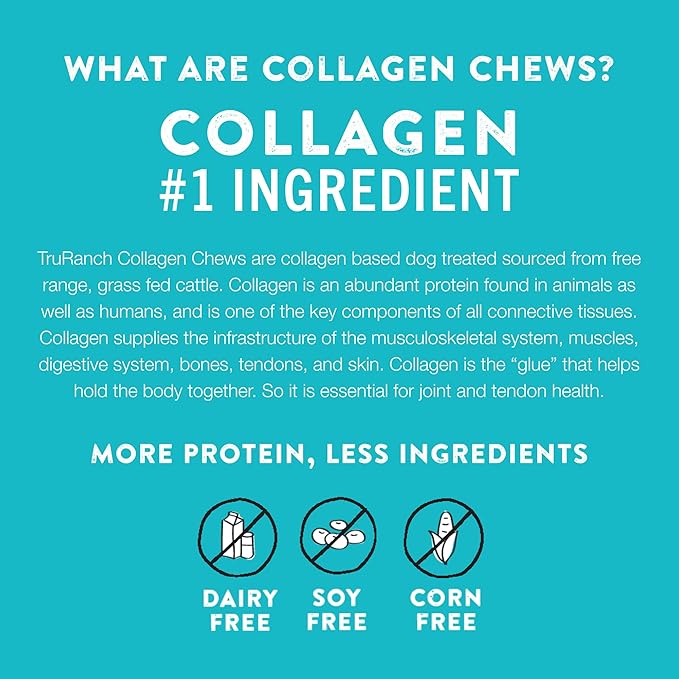 Collagen Rolls - 6" Collagen Rolls for Dogs - Long Lasting Healthy Joint Support Dog Treat - Rawhide Alternative - Skin & Coat Health - Made with Real Peanut Butter, 1 Bag, 4 Count