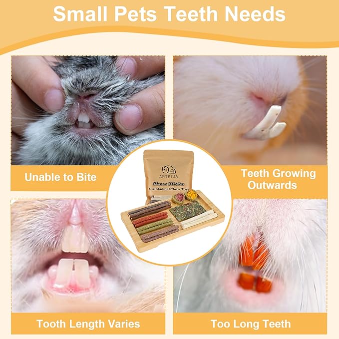 65PCS Rabbit Bunny Guinea Pig Chew Toys Treats, Chinchilla Hamster Chews Toys for Teeth, Timothy Hay Chips Treats Sticks for Rabbit Guinea Pig Chinchilla Hamster Rat