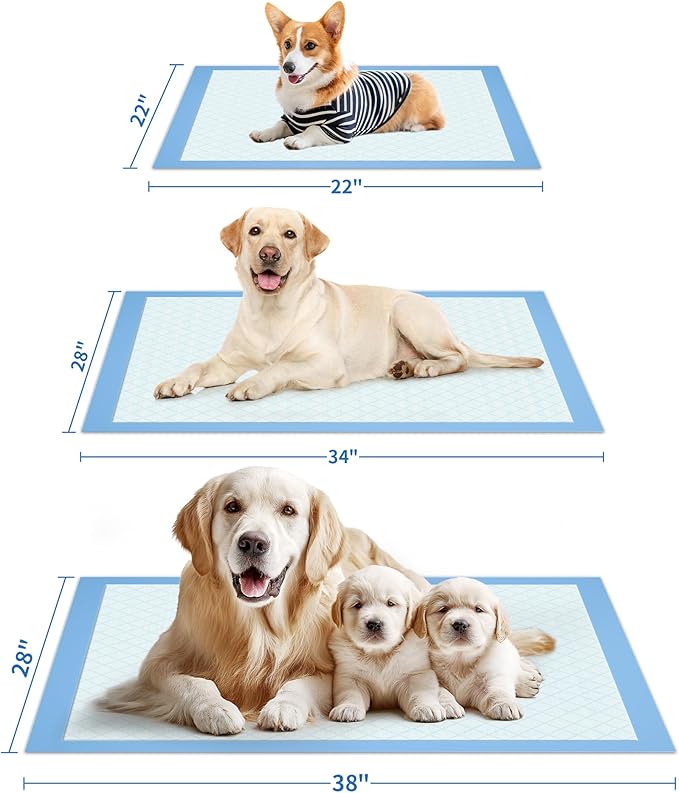 75-Pack XX-Large Puppy Pads - 38" x 28" Pee Pads for Dogs Potty Training with Leak-Proof Quick-Dry Design, 6-Layer Wee Wee Pads for Dogs, Blue