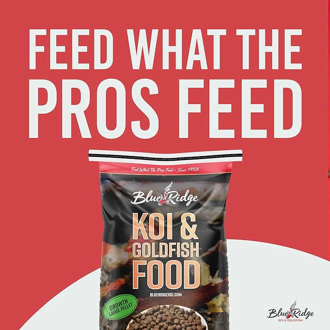 Blue Ridge Koi Fish Food 25lb - Koi Food Large 3/16" Growth Formula, Goldfish Food, Premium Fish Food for Ponds, Ponds Fish Food, Floating Pond Pellets