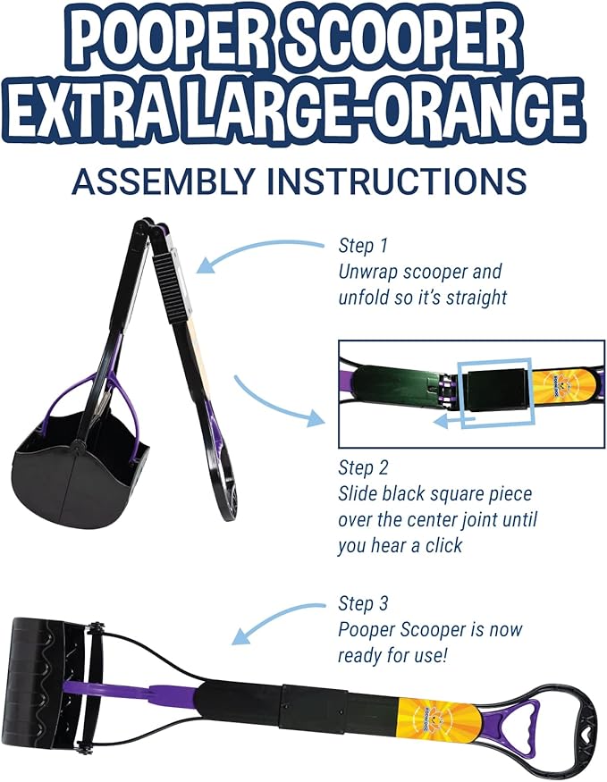 Bodhi Dog Large Foldable Pooper Scooper - 32” Long Handle, Lightweight Portable Pooper Scooper for Small & Large Dogs - Easy to Use - Made with Premium Durable Materials (Purple)