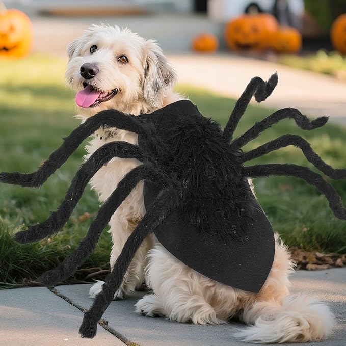 Dogs Halloween Spider Costume for Small Medium Large Dogs, Scary Spider Cosplay Apparel for Pets Cats Dogs Funny Halloween Outfits Clothes