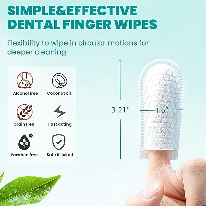 Dental Care Finger Wipes 60 Counts,Teeth Cleaning Finger Wipes for Dogs & Cats,Reduces Plaque & Supports Oral Freshness,Small Animal Stain Removers, Unscented