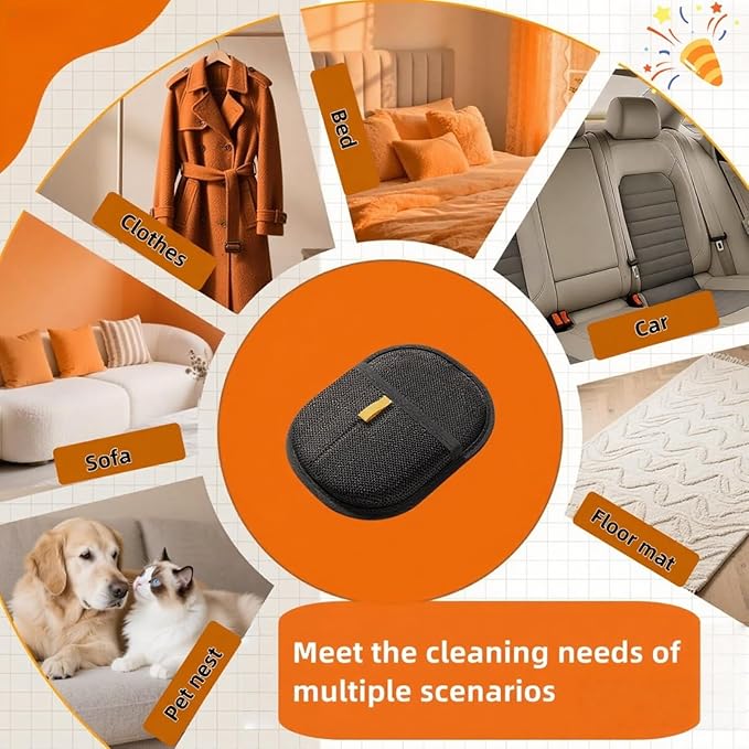 2Pcs Pet Hair Removal Gloves for Dogs and Cats, 2025 Upgraded Electrostatic Magic Hair Remover Glove,Reusable for Couch, Car Seat, Clothing, Carpet, Furniture & Bed Sheets(Black)