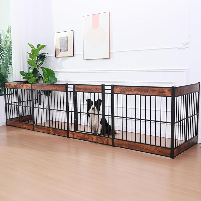 Dog Playpen, 31.5" Height Dog Pen Indoor, Heavy Duty, Safe and Sturdy, Furniture Style Puppy Pen (12 Panels (31.5" High), Rustic Brown)