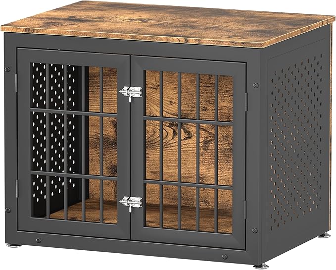 32" Heavy Duty Dog Crate Furniture for Small and Medium Dogs, Metal Kennel for High Anxiety Dogs, Chew Proof Pet Cage Indoor, Decorative Dog Kennel End Table