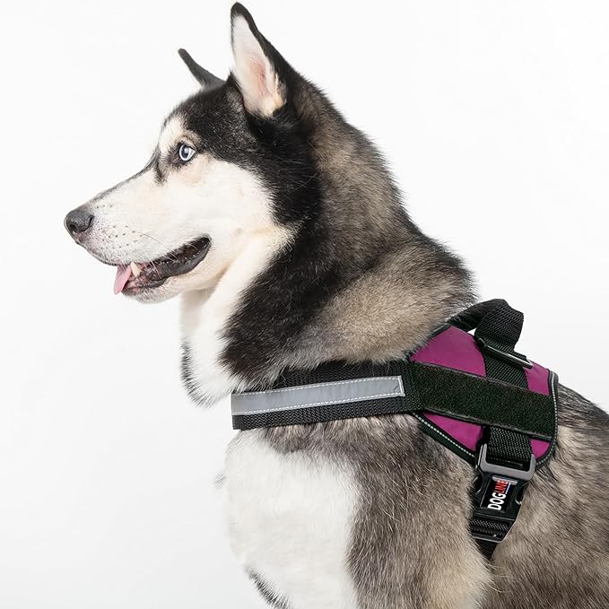 Dogline Dog Harness, Reflective No-Pull Adjustable Vest with Handle, Breathable No-Choke Harness for Small, Medium or Large Dogs Room for Patches Girth 27 to 34 in Pink