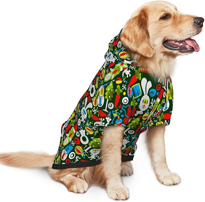 Christmas Green Monster Hoodie,Christmas Cosplay Dog Clothes with Pocket and Hat Winter Clothes Sweaters X-Small