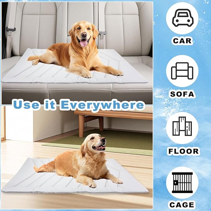 Dog Cooling Mat for Large Dogs 40 x 28''Self Coolings Foldable Cooling Pad,Q-MAX>0.5 Washable Ice Cool Fabric-Cool on Contact，Easy Washable Pet Pad for Kennel Sofa Floor Car Seats in Summer