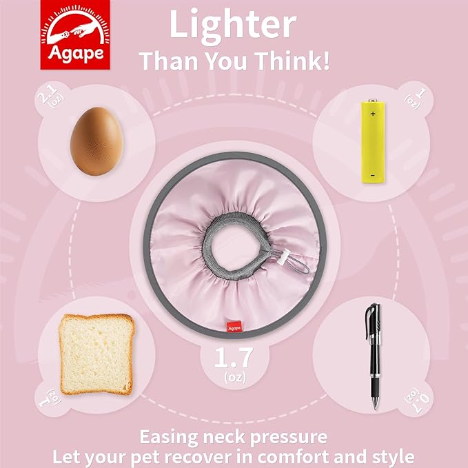 Agape Soft Cat Cone, Comfy Collar to Stop Licking & Scratching, Lightweight Recovery Collar for Cats After Surgery, Adjustable Elizabethan Collar for Neuter Recovery, Waterproof Neck Cones for Cats