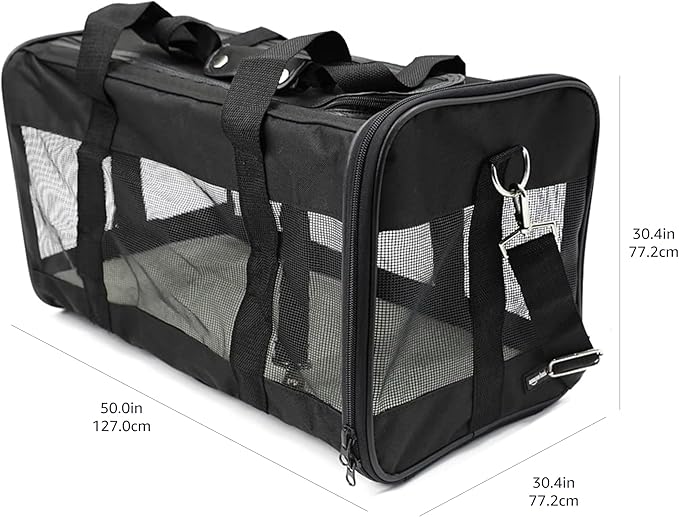 Amazon Basics Soft-Sided Mesh Pet Travel Carrier for Dog, Cat, up to 22 pounds, 19.7" L x 12" W x 12" H, Black