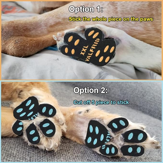 Dog Paw Pads Anti-Slip Paw Protector,15 Sets-60 Pads Keeps Dogs from Slipping On Hardwood Floors,Dog Shoes for Hot Pavement, for Senior Dogs and Weak Paws Multicolor XXL