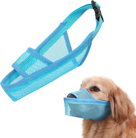 Crazy Felix Nylon Dog Muzzle for Small Medium Large Dogs Poodle Labrador Golden Retriever Doberman, Air Mesh Breathable and Drinkable Pet Mouth Guard for Anti-Biting Chewing Scavenging(XL, Blue)