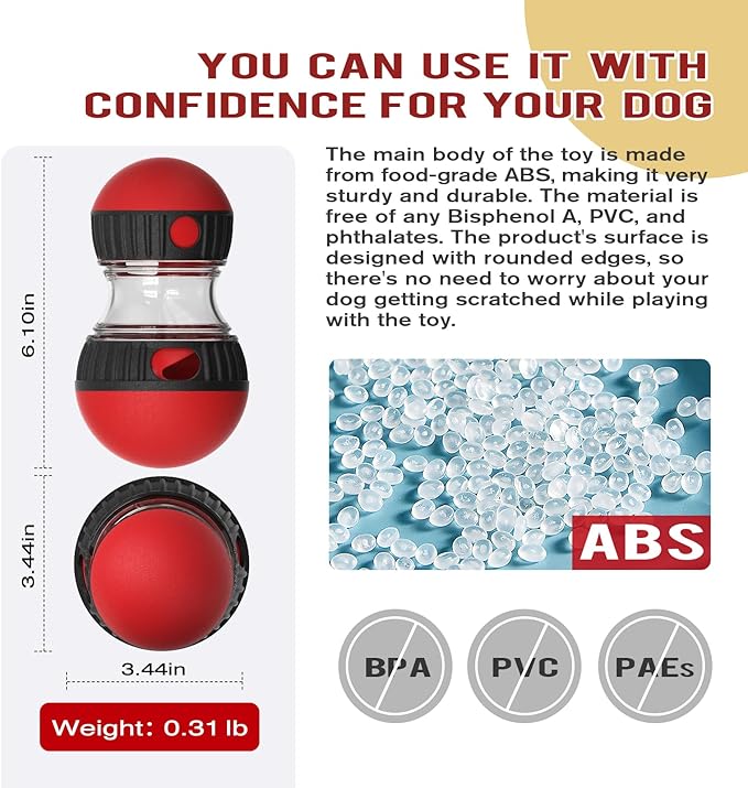 Dog Food Puzzle Toy Adjustable Treat Dispensing Food Dispenser Slow Feeder Bowls Puppy Enrichment Toy Ball Dog Interactive Chase Training Toys for Small Medium Large Dogs