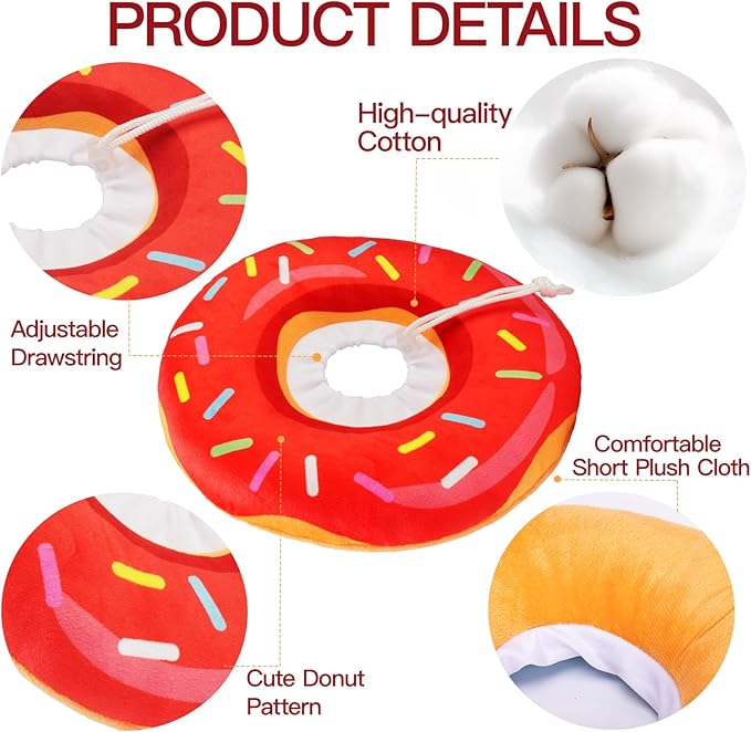 Cat Cone Collar Soft, Cute Cat Donut Collar After Surgery, Adjustable Kitten Recovery Cones to Stop Licking, Lightweight Neck Elizabethan Collars for Cats Kittens (Red, Small)