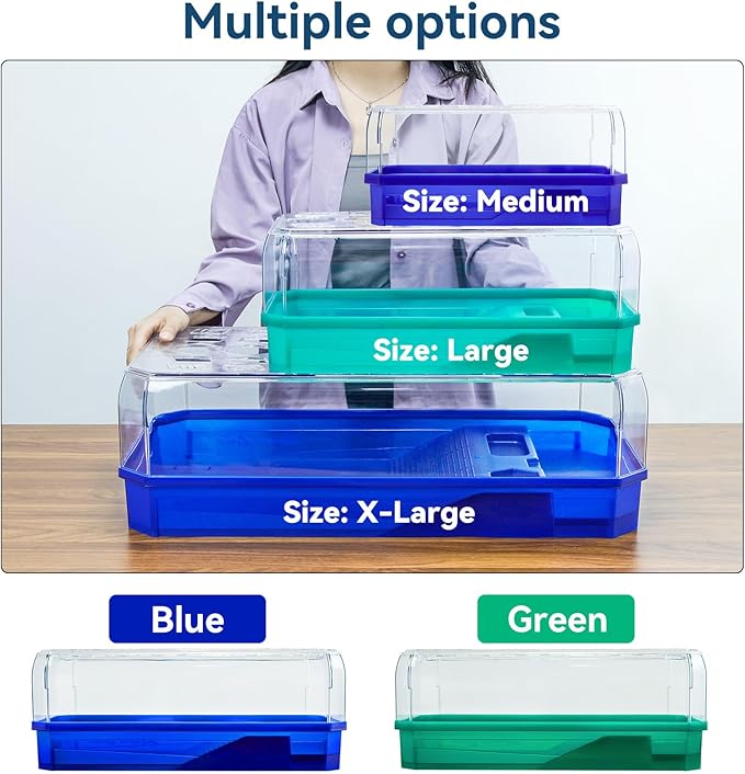 Aquatic Turtle Tank Habitat Kit Stone+Filter+Heat Lamp Enhancing Interaction with 360° Viewing, Standalone Filtration, DIY Creative Zone, Enriched Living (Blue, XL[Without Light])