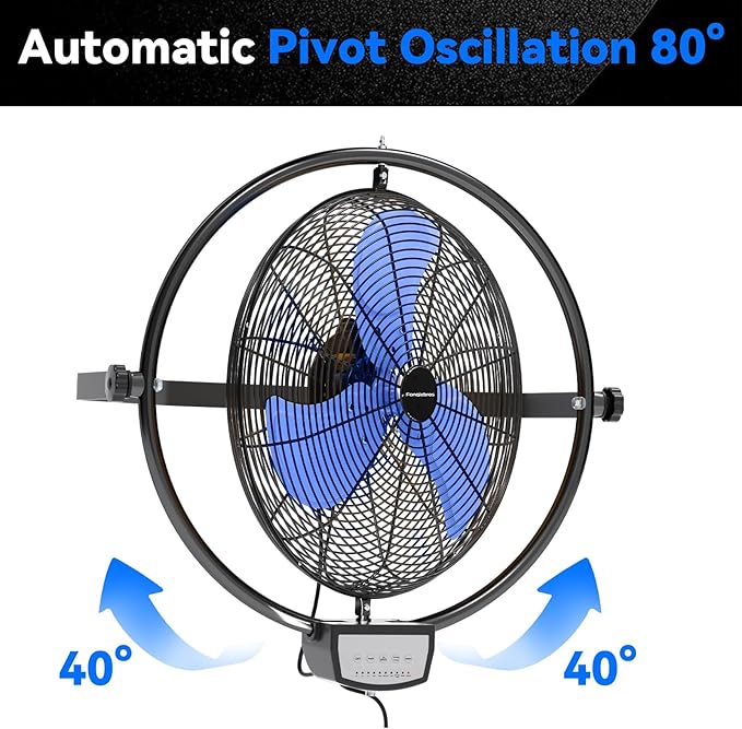 20 IN 5500 CFM Remote Control Wall Mount Fan, 3 Speed High Velocity Wall Fan with Timer, Oscillation & Tilting, Air Circulator for Garage, Commercial, Greenhouse, Warehouse & Gazebo Use, UL Listed
