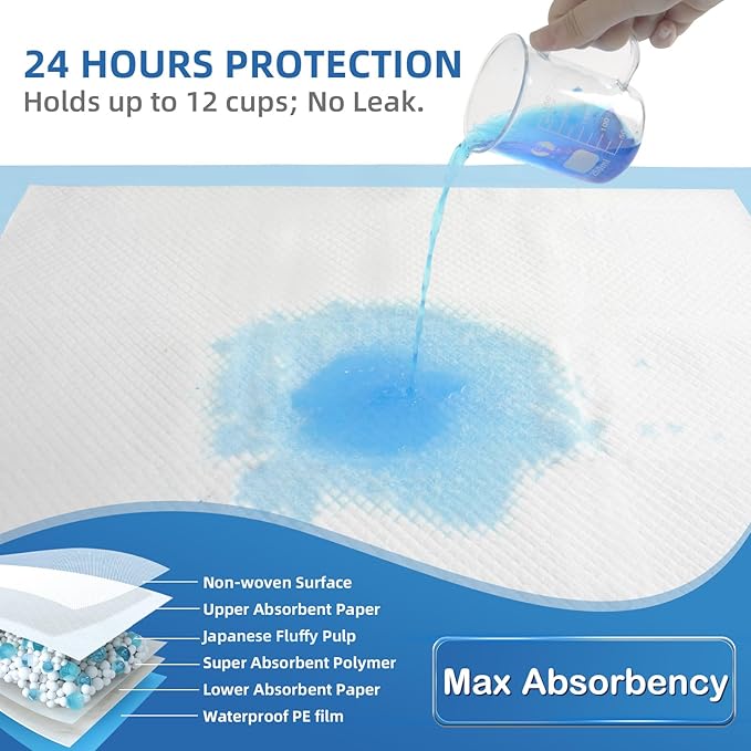 Bed Pads NO Adhesive Strip 30"x36" Thicken Elderly Adults Incontinence Underpads Disposable,Heavy Duty Absorbent Chucks Waterproof,XL Extra Large Puppy Pee Training Pad[25 Pads]