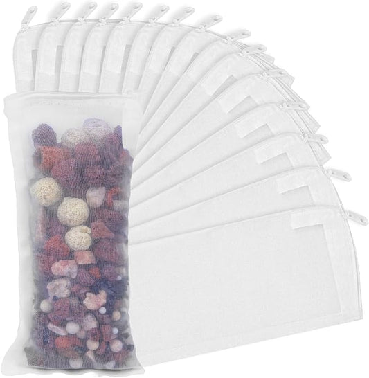 15PCS Media Bags for Aquarium, Extra Fine Mesh Bag Reusable Nylon Net Aquarium Filter Bags with Plastic Zipper for Extra Fine Resins Filter, 3.1 x 7.9 Inch