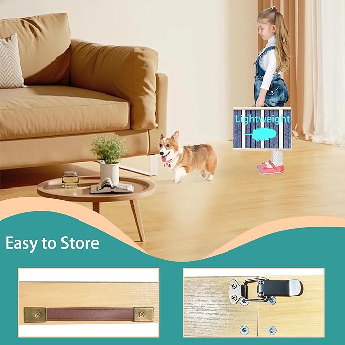 Dog Ramp for Bed, Upgraded 33" Long Portable Dog Ramp for Couch, Wood Folding Pet Ramp for All Breeds Small Old Dogs to Get on Bed, 4 Adjustable Heights 12.9" to 17.7"(Wood, Up to 50lbs)