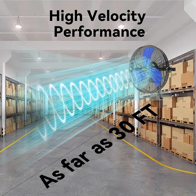 18 Inch Wall Fan Pro Series - 4900 CFM 3 Speed High Velocity Industrial Wall Mount Fans for Commercial, Residential, Warehouse, Covered Patio, Shop, Garage, Barn, Gazebo UL Safety Listed