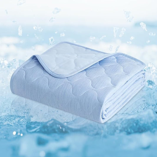 Cozy Bliss Leakproof Cooling Blanket for Large Dogs – Q-Max>0.4, Durable & Washable Dog Cooling Mat for Hot Weather, Soft Pet Throw & Couch Protector for Dogs & Cats, 40x60 Inch, Heather Cool Blue