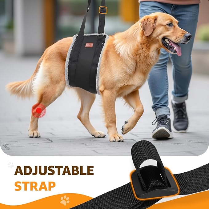 Adjustable Dog Lift Harness, Dog Sling for Large Dogs Hind Leg Support, Soft Lift Support Helps Senior, Injured, Disabled and After ACL Surgery Dogs-Black & Grey (Large)