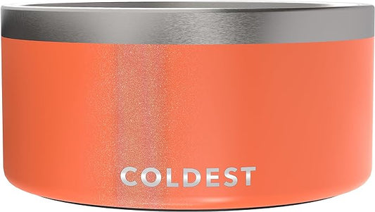 Coldest Dog Bowl - Anti Rust Metal, Non Slip, 3 Layers Insulated Stainless Steel Dog Bowls - Spill Proof & Heavy Duty - Water Bowl for Dogs, Cats & Pets, Dish Washer Safe (200 oz, Candy Red Glitter)