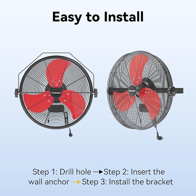 18 Inch Wall Fan Pro Series - 4900 CFM 3 Speed High Velocity Industrial Wall Mount Fans for Commercial, Residential, Warehouse, Covered Patio, Shop, Garage, Barn, Gazebo UL Safety Listed