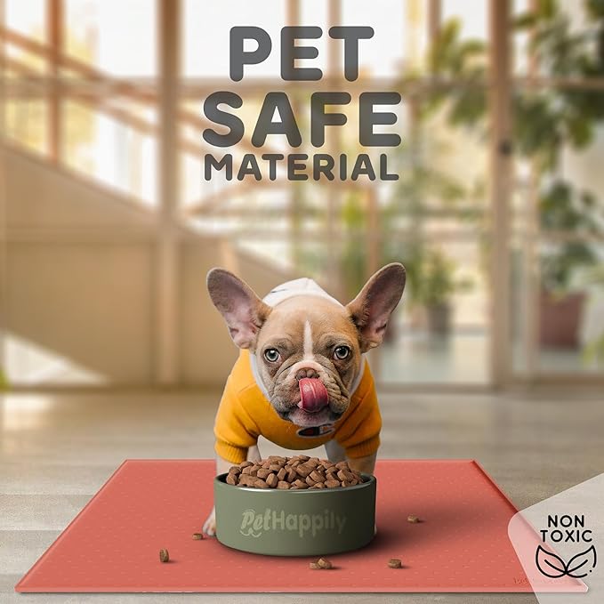 Dog Food Mat - 28x18 Raised Edges Dogs Mat for Food and Water Prevent Spill, Waterproof Cat Food Mats Protect Floors, Easy Clean Dog Bowl Mats for Food and Water, Silicone Pet Feeding Placemats