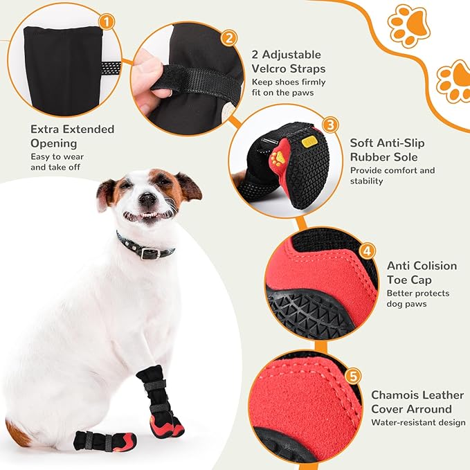 Dog Shoes for Medium Large Size Dogs, Breathable Dog Shoe for Hot Pavement, Dog Booties and Paw Protectors to Prevent Licking, Anti-Slip Dog Boots with Reflective for Summer, Hiking, Snow (Size 3)