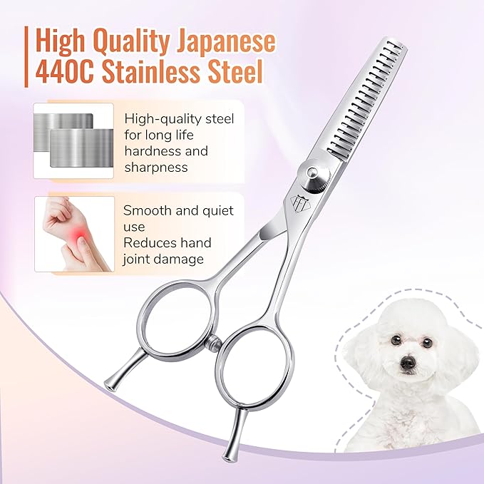 Dog Grooming Scissors: 4.75" Pet Thinning Shears Made Of Advanced Stainless Steel Alloy for Trimming Dogs Cats and Other Pets Face and Paws
