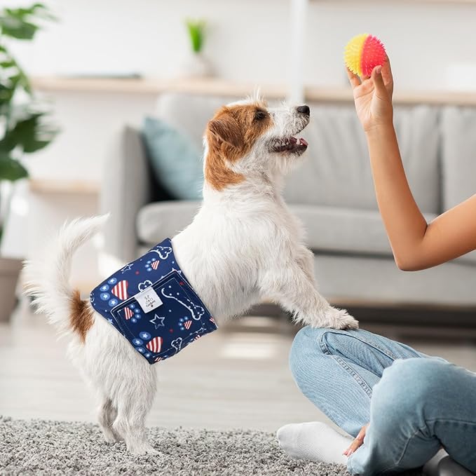 CuteBone Dog Diapers Male Belly Bands 3 Pack for Male Dogs Reusable Puppy Wraps DM66M