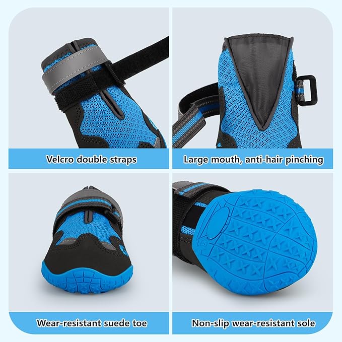 Dog Shoes for Large Medium Small Dog, Mesh Breathable Dog Shoes for Hot Pavement, Anti-Slip Dogs Boots Paw Protectors with Reflective for Outdoor Walking Indoor Hardfloors (Size 6)