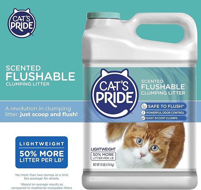 Cat's Pride Lightweight Clumping Litter: Flushable - Powerful Odor Control - Scented, 10 Pounds