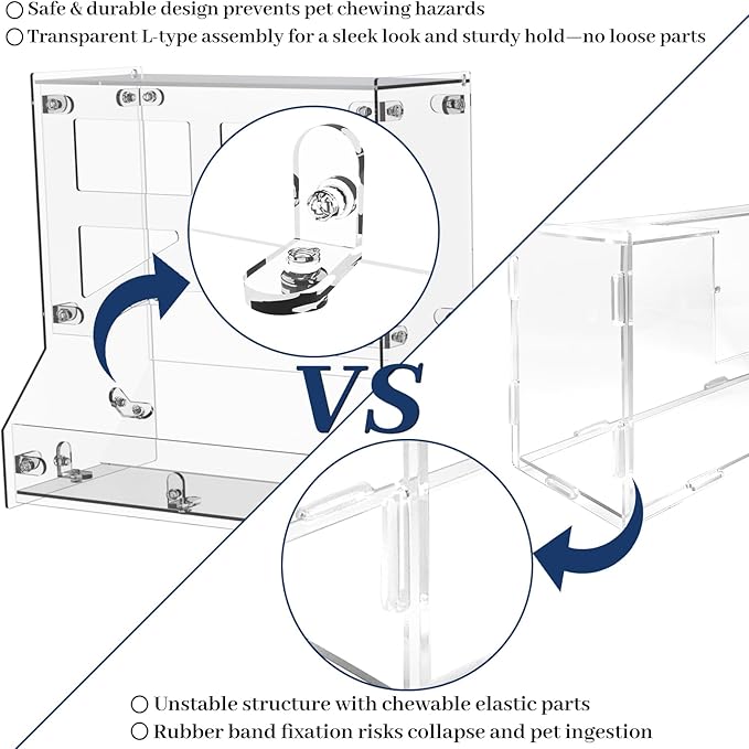 Acrylic Rabbit Hay Feeder with Lid, Transparent Hanging Food Dispenser Hay Feeder for Bunny Rabbits Guinea Pig Cage Chinchillas Hamsters Small Pets and Animals（Large