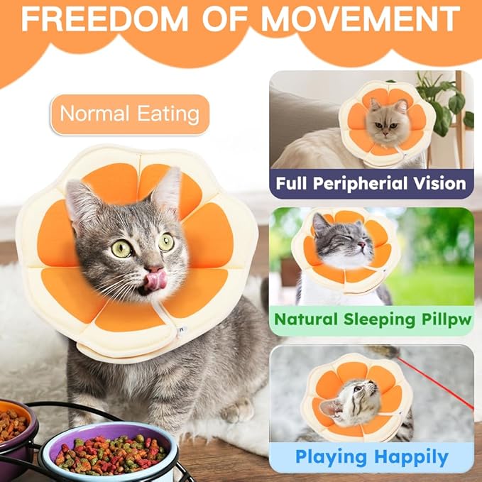 Cat Cone Collar Soft, Waterproof Cat Recovery Collar After Surgery, Adjustable Pet Donut Collar, Safety Elizabethan Collar to Prevent Licking Wounds for Kittens, Pet Cone Alternative
