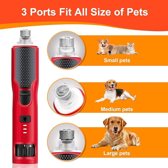 Dog Nail Grinder 7-Speed & 360° LED Light, Professional Pet Nail Grinder for Dogs and Cats, Electric Dog Nail Trimmer Painless Paws Grooming & Smoothing Tool for Large Medium Small Dogs Cats Pets