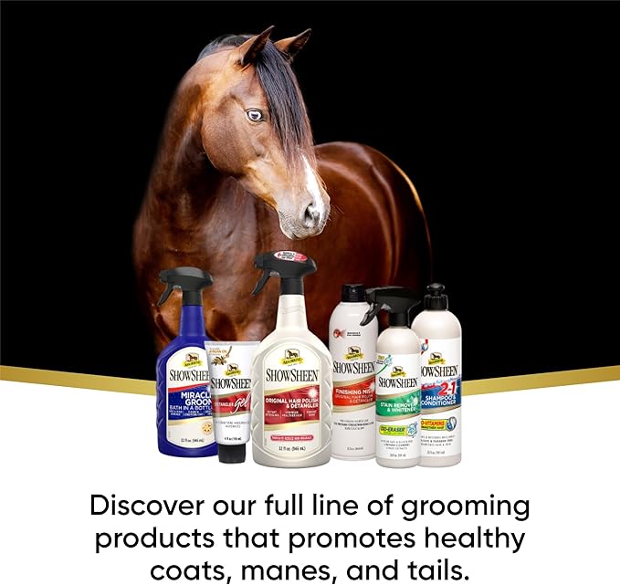 Absorbine ShowSheen Hair Polish & Detangler 32oz Spray Bottle, Horse and Dog Coat, Mane and Tail, Instant Detangling & Reduces Hair Breakage for Healthy Grooming & Radiant Shine
