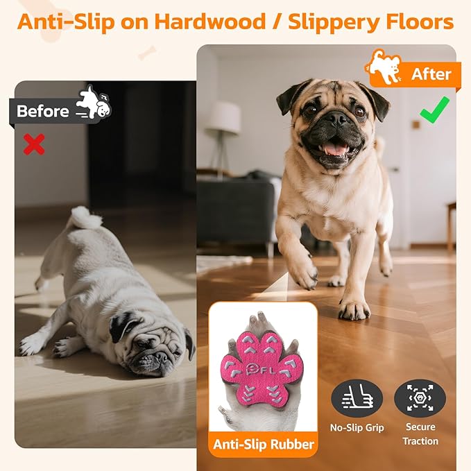 Anti-Slip Dog Paw Protector Pads for Senior Dogs, Dog Paw Pink Stickers with Strong Traction on Hardwood Floor, Dogs Essentials M (11-20lbs)