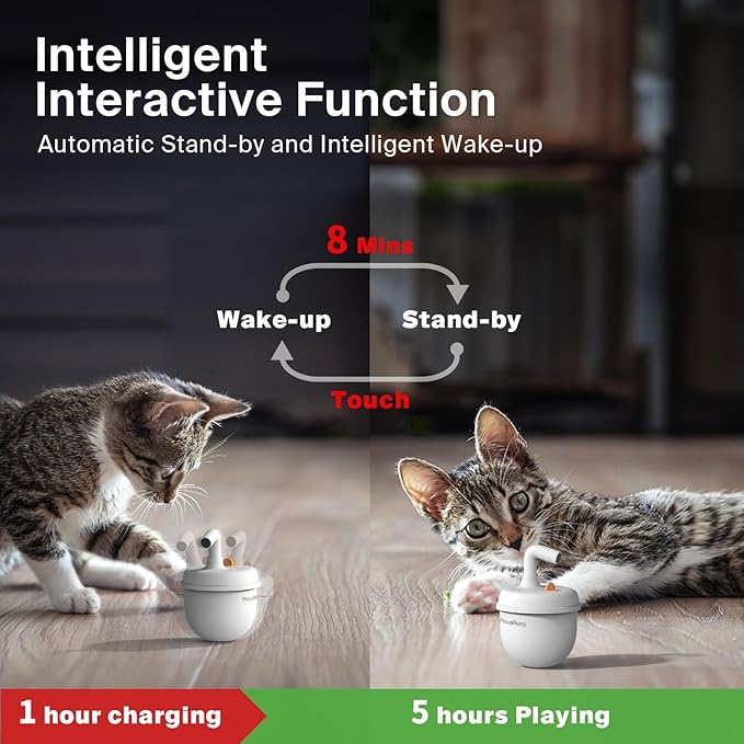 Cat Laser Toys, Automatic Cat Laser Toy Tumbler Design, Rechargeable Cat Laser Pointer 360°Irregular Rotation, 3 Modes Interactive Cat Toy for Indoor Cats of All Ages and Sizes (White)