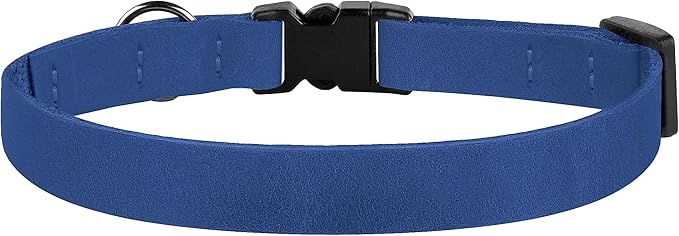 Breakaway Cat Collar Leather with Removable Bell - 13 Colors Available - Soft Adjustable Girl Boy Safety Lightweight Pet Kitten Collars Pink Brown Blue Green Red Orange Black (Blue)