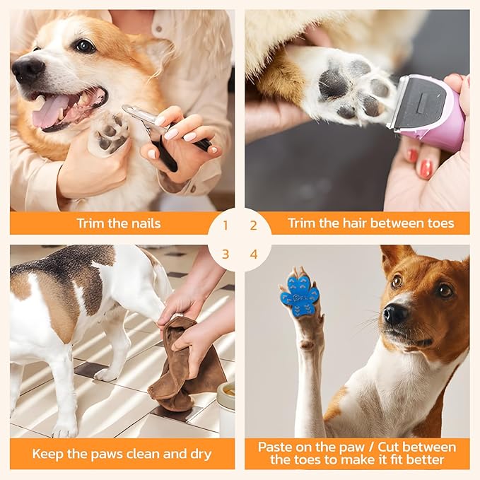 Anti-Slip Dog Paw Protector Pads for Senior Dogs, Dog Paw Blue Stickers with Strong Traction on Hardwood Floor, Dog Essentials,12sets(48pcs) S(4-10lbs)