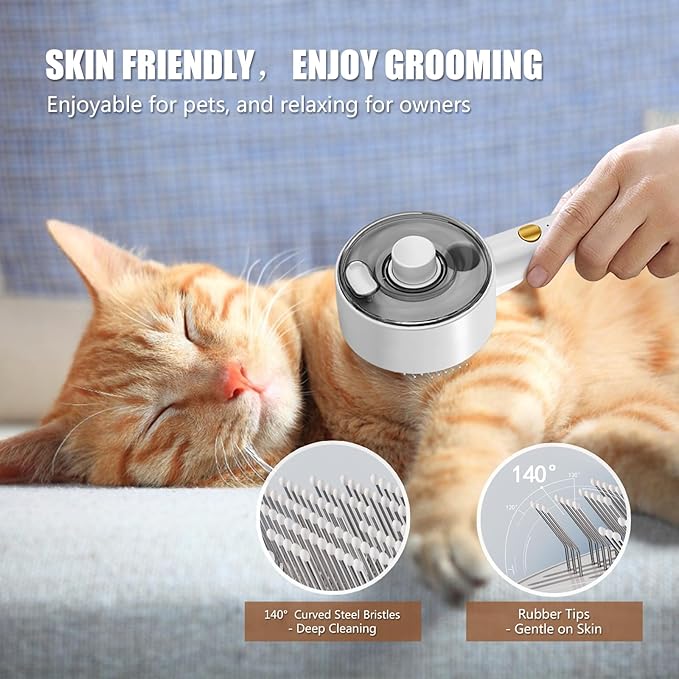 Cloud Care Cat Brush for Indoor Cat Steam Brush for Shedding Spritz Defur Comb for Cats Dogs Steam Brushes for Long Short Hair Cats Dogs Pet Steam Brushes for Massage Grooming Self-Cleaning