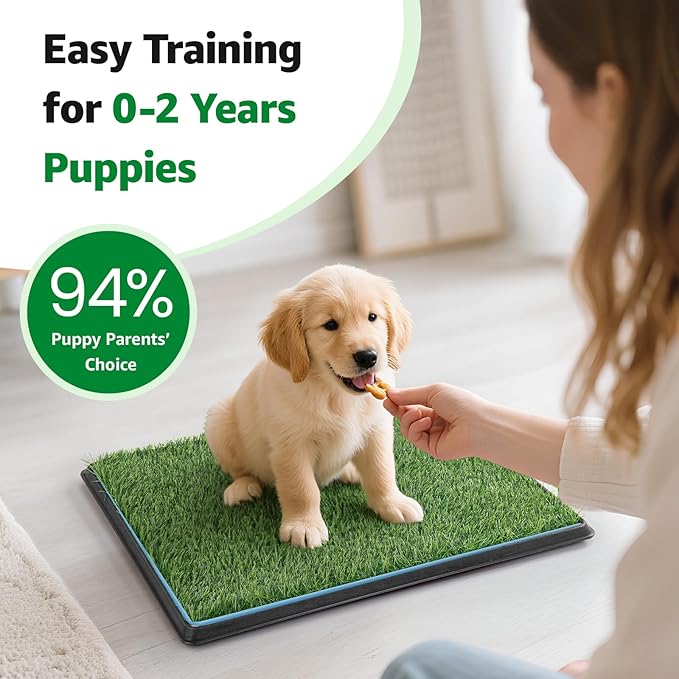 Dog Grass pad with Tray,45”x 29” Indoor Dog Potty with 2 Packs Replacement Artificial Fake Grass-5 Packs Disposable Puppy Pads,for Puppy Training Apartment,Outdoor Use