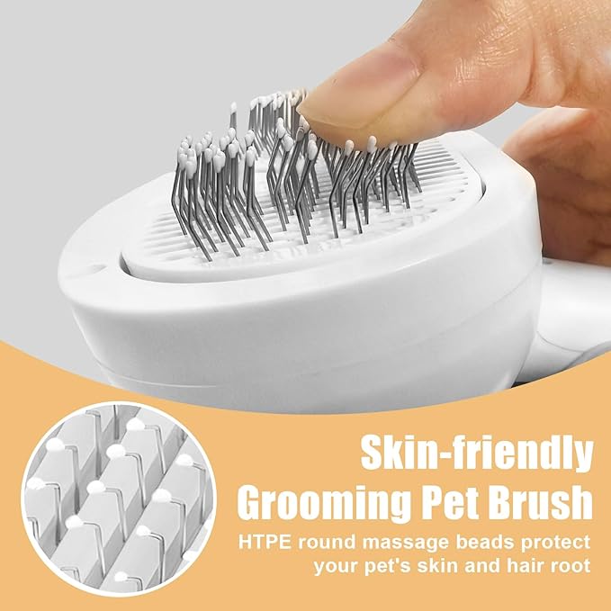 Cat Steam Brush for Shedding, Pet Steam Brush for Dog with Release Button,Anti-Static Pet Spray Hair Removal Comb,Cat Spray Comb for Long & Short Haired Pets,White