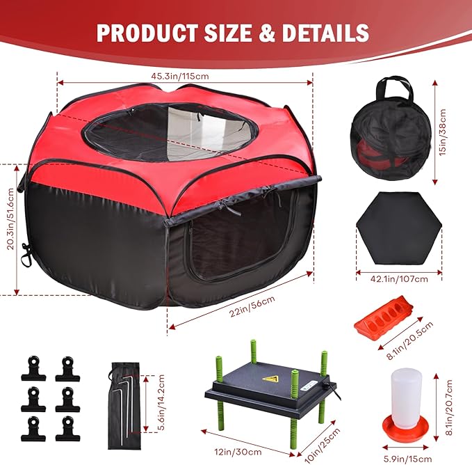 Chicken Brooder Box for Chick Starter Kit - 10 * 12inch Brooder Heating Plate Chick Brooder Pen/Baby Chicken Brooder Box 4-in-1 Bundles with Chicken Feeder, Waterer (Brooder Set)