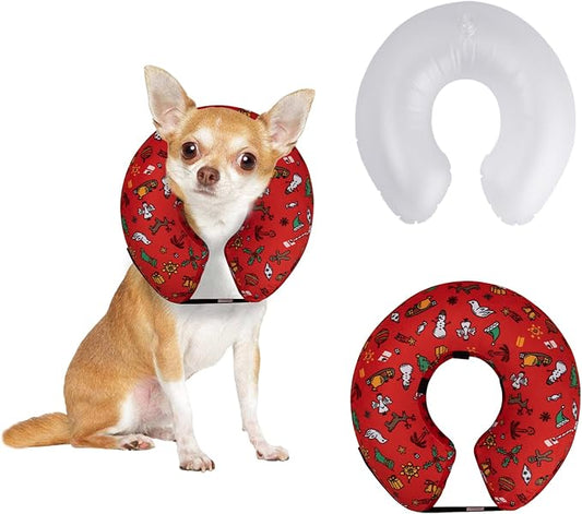 CuteBone Inflatable Dog Donut Collar with Removable Soft Fleece Covers for Small/Medium/Large Dogs and Cats After Surgery GWB07M
