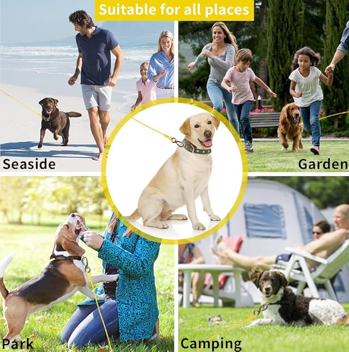 Dog tie Out Cable, 10/20/25/30/50/70/100 feet, Suitable for Dogs up to 350 pounds, Dog Cable with Swivel Buckle, Lightweight, Non-Winding, for Outdoor Camping, Yard Dog Cable (Yellow, 100FT)